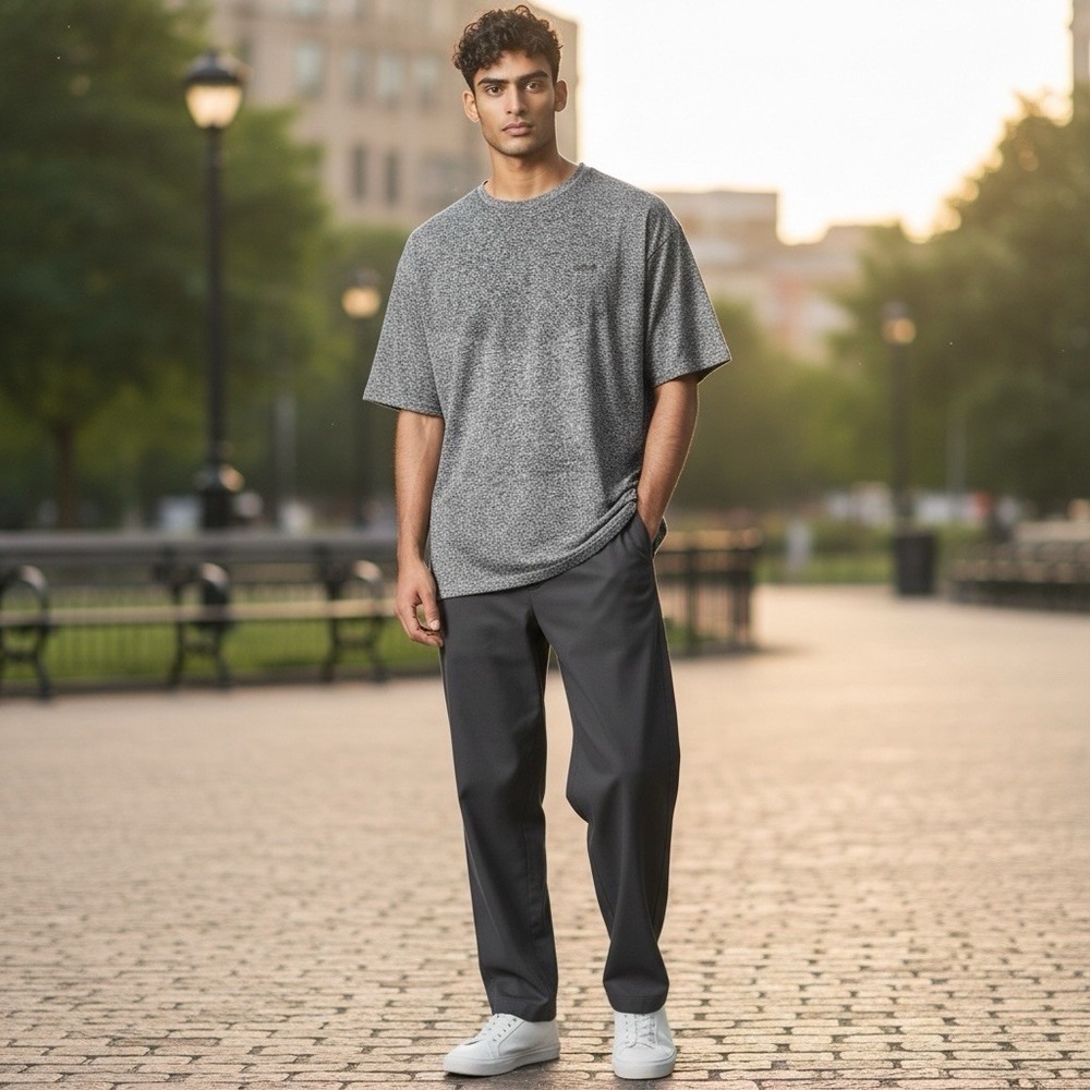 Nike Stride Running Shirt Men's XL Charcoal Heather Short Sleeve Dri-Fit Workout